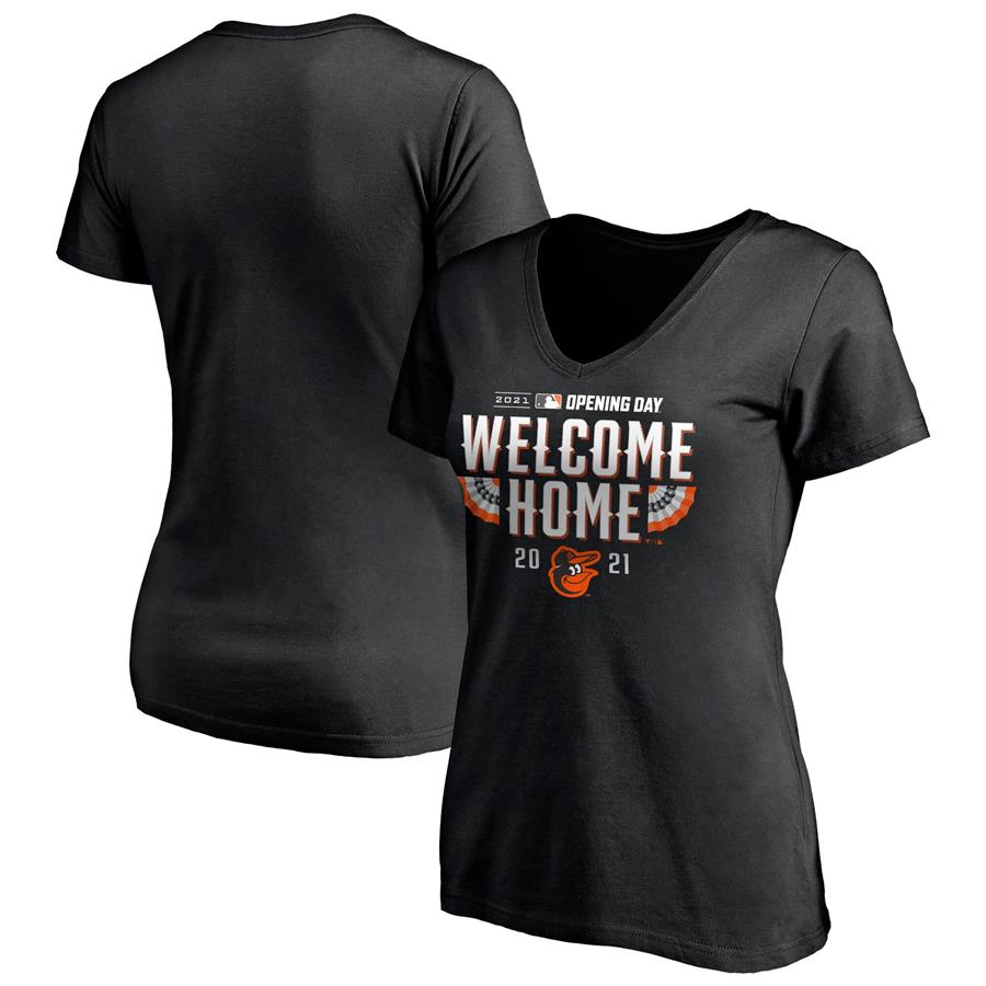 Baltimore Orioles Fanatics Branded Women's 2021 Opening Day V-Neck T-Shirt - Black