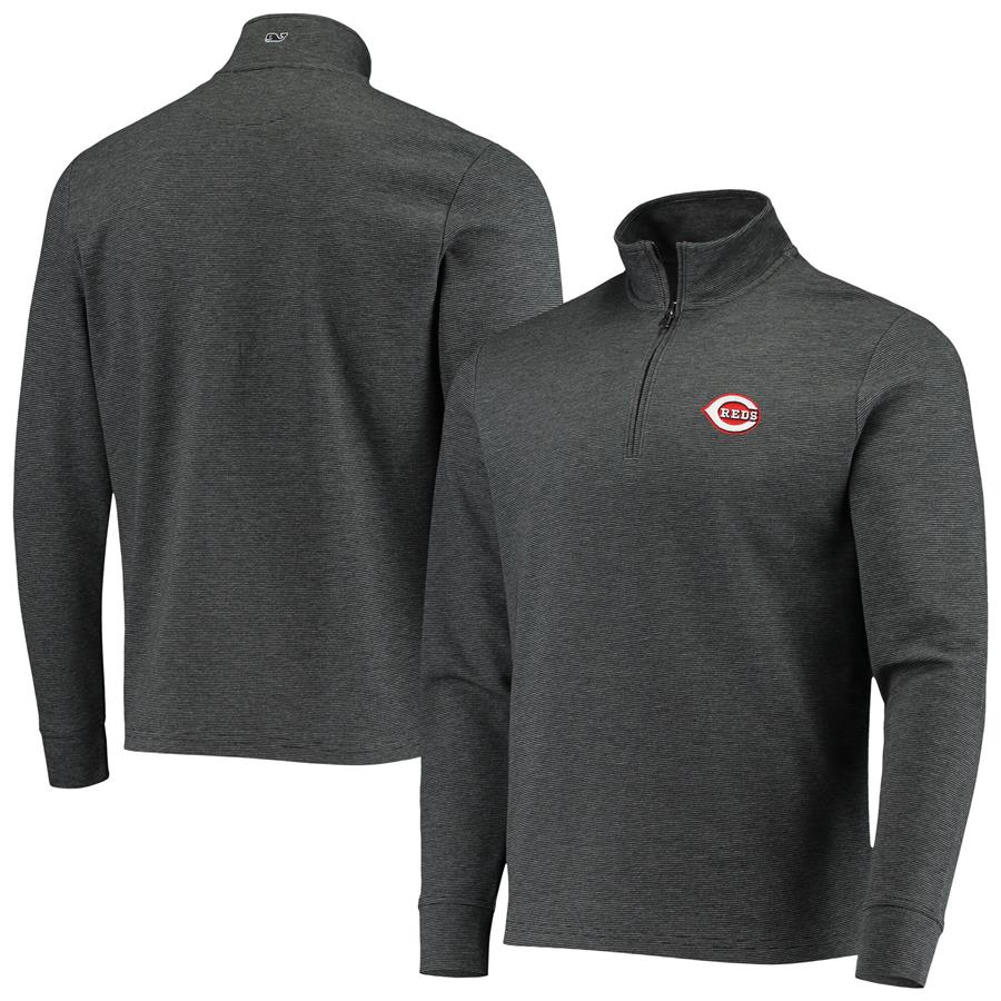 Cincinnati Reds Vineyard Vines Saltwater Quarter-Zip Jacket - Charcoal