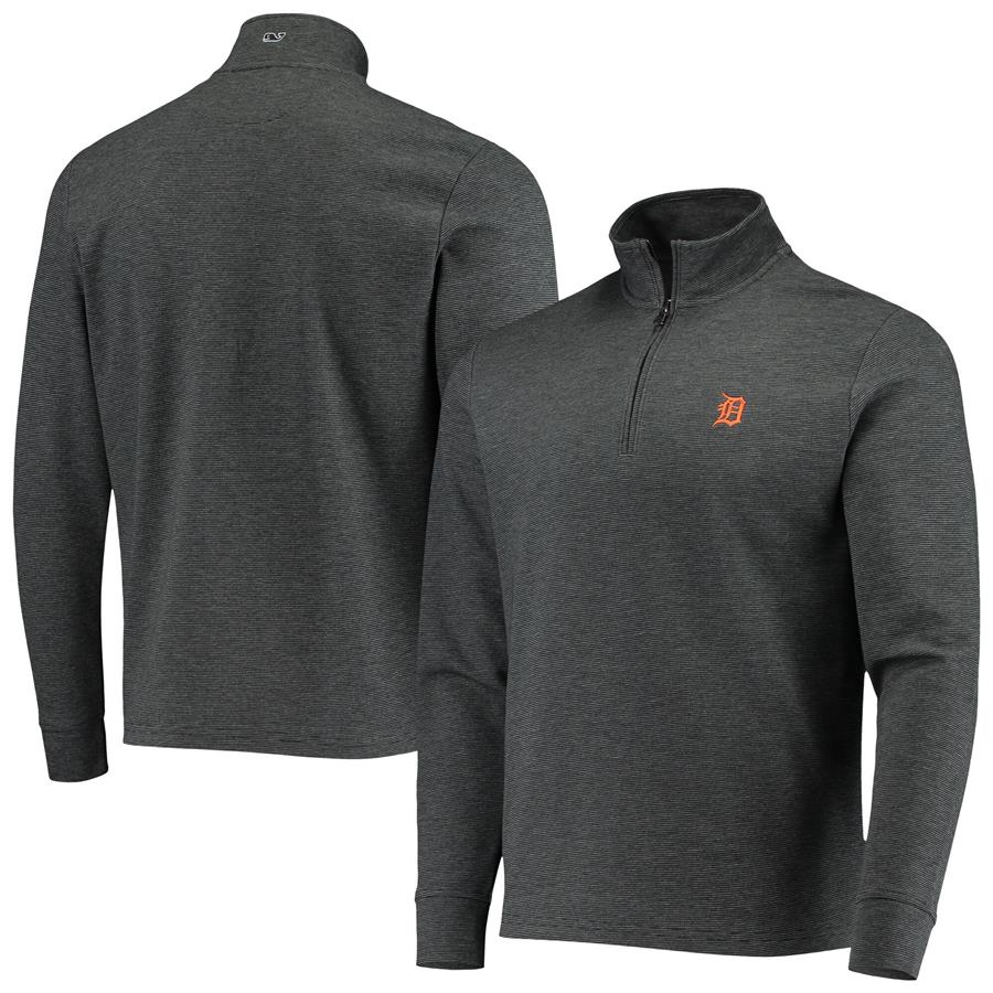 Detroit Tigers Vineyard Vines Saltwater Quarter-Zip Jacket - Charcoal