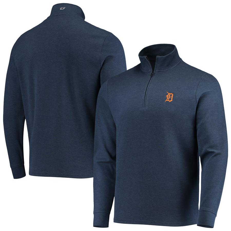 Detroit Tigers Vineyard Vines Saltwater Quarter-Zip Jacket - Navy