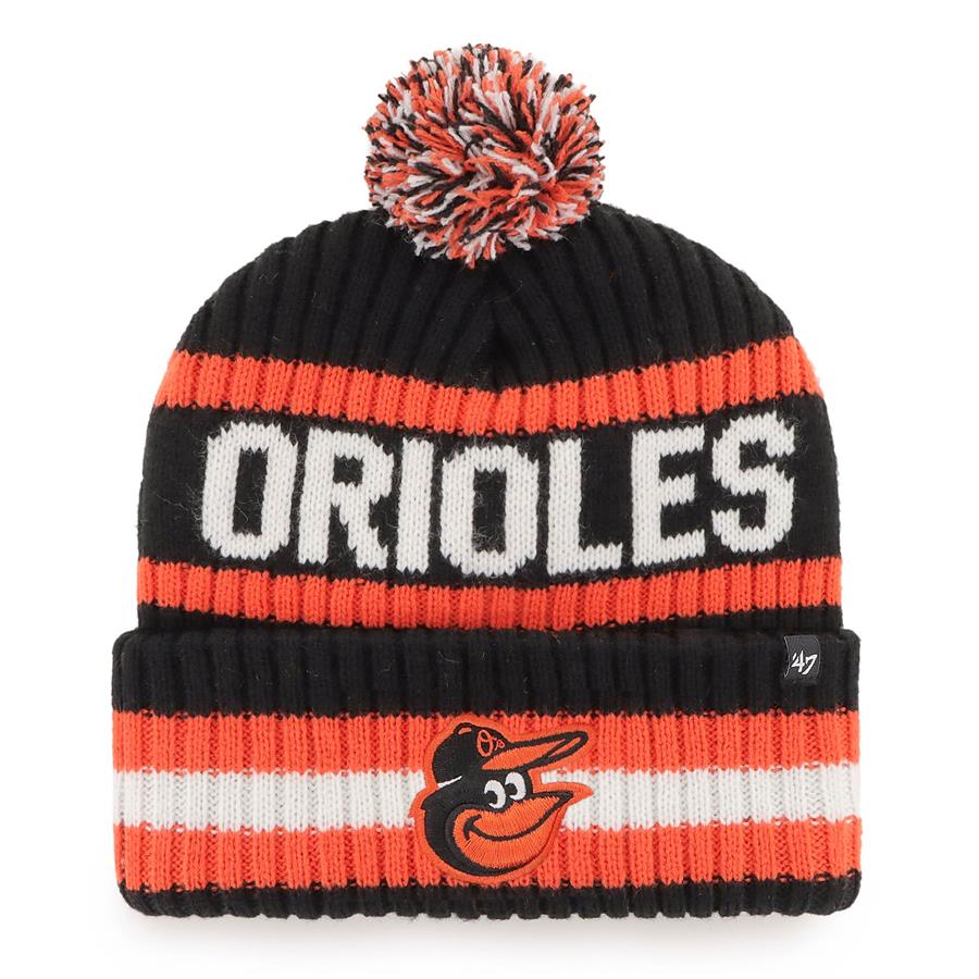Baltimore Orioles '47 Bering Cuffed Knit Hat with Pom - Black