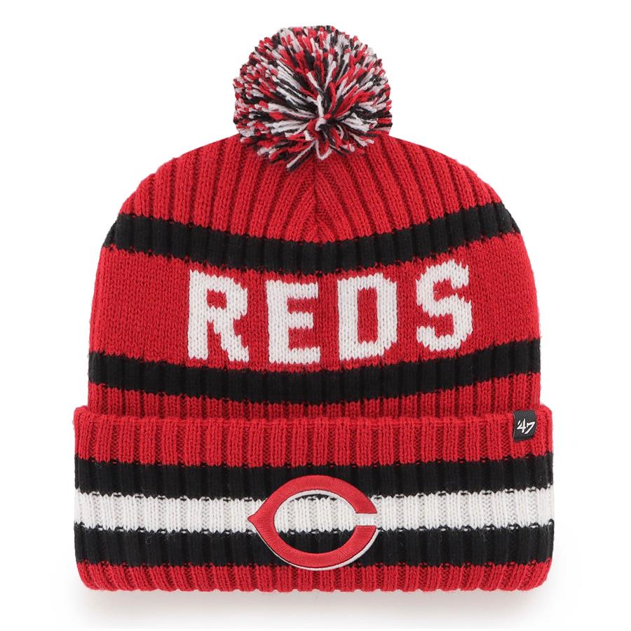 Cincinnati Reds '47 Bering Cuffed Knit Hat with Pom - Red