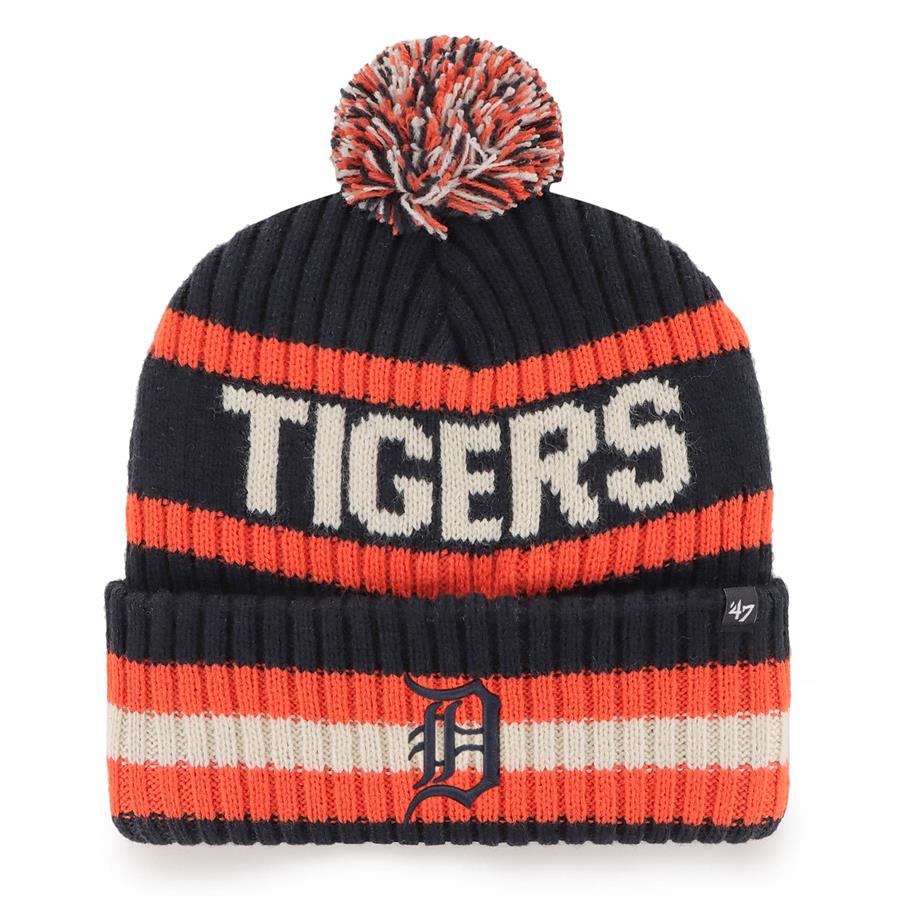 Detroit Tigers '47 Bering Cuffed Knit Hat with Pom - Navy