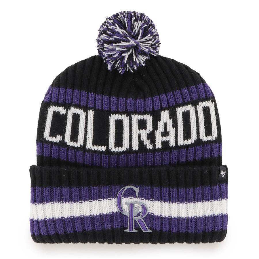 Colorado Rockies '47 Bering Cuffed Knit Hat with Pom - Black