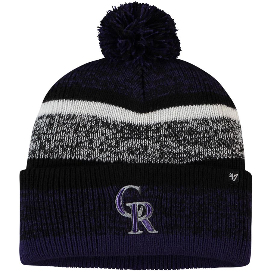 Colorado Rockies '47 Northward Cuffed Knit Hat with Pom - Black