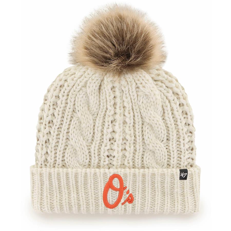 Baltimore Orioles '47 Women's Meeko Cuffed Knit Hat with Pom - Cream