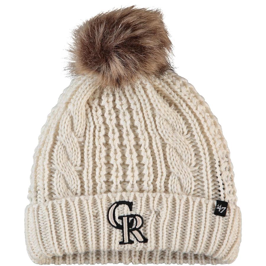 Colorado Rockies '47 Women's Meeko Cuffed Knit Hat with Pom - Cream