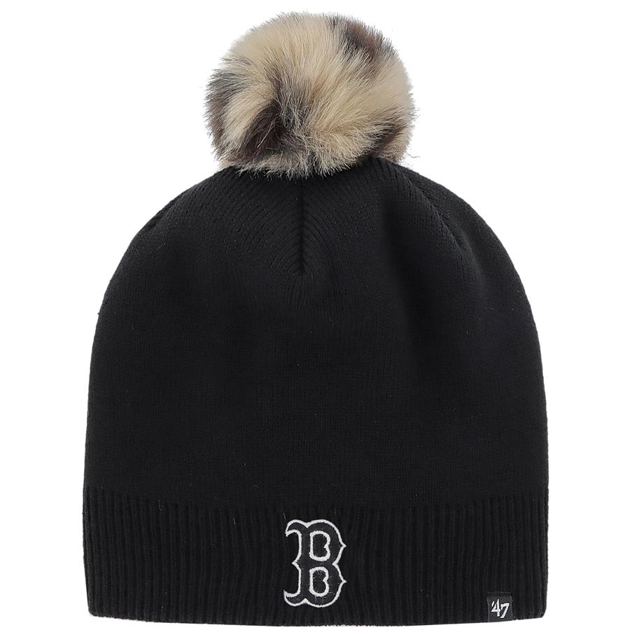 Boston Red Sox '47 Women's Serengeti Beanie Hat with Pom - Black