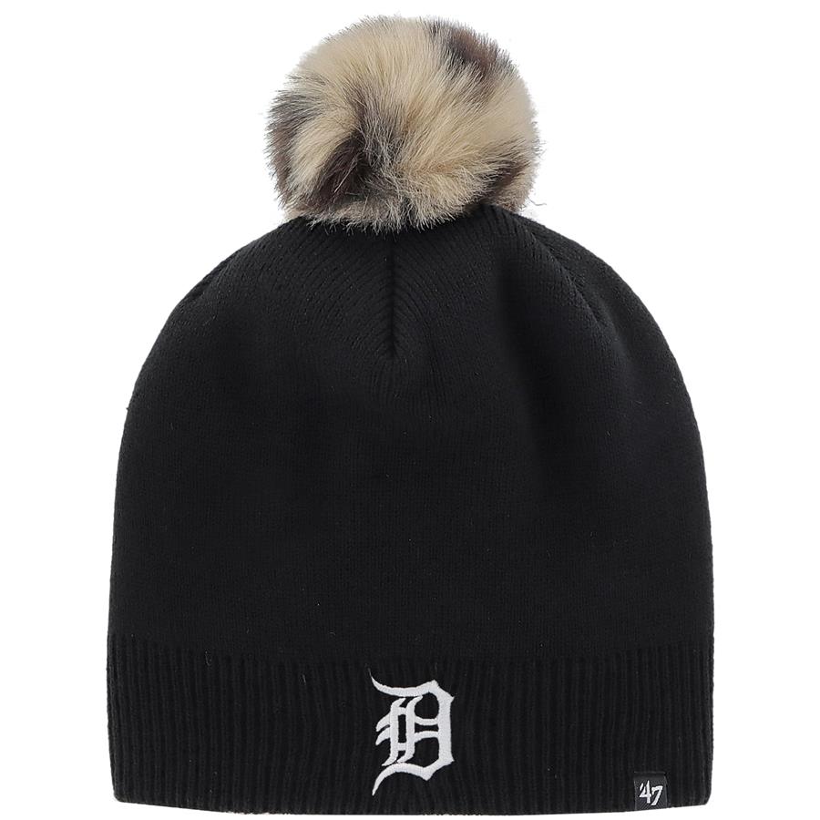 Detroit Tigers '47 Women's Serengeti Beanie Hat with Pom - Black