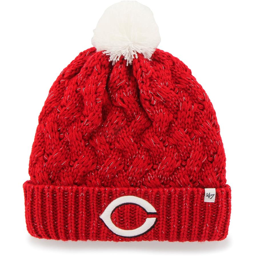 Cincinnati Reds '47 Women's Knit Cuffed Hat with Pom - Red
