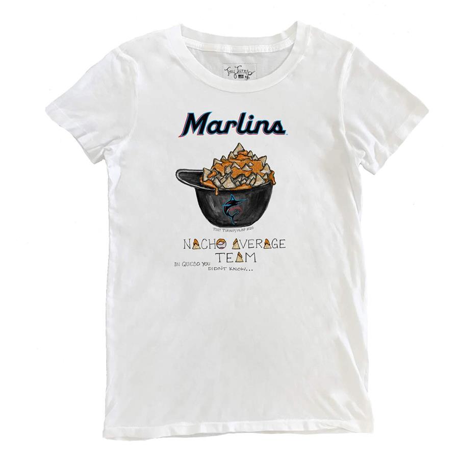 Miami Marlins Tiny Turnip Women's Nacho Helmet T-Shirt - White
