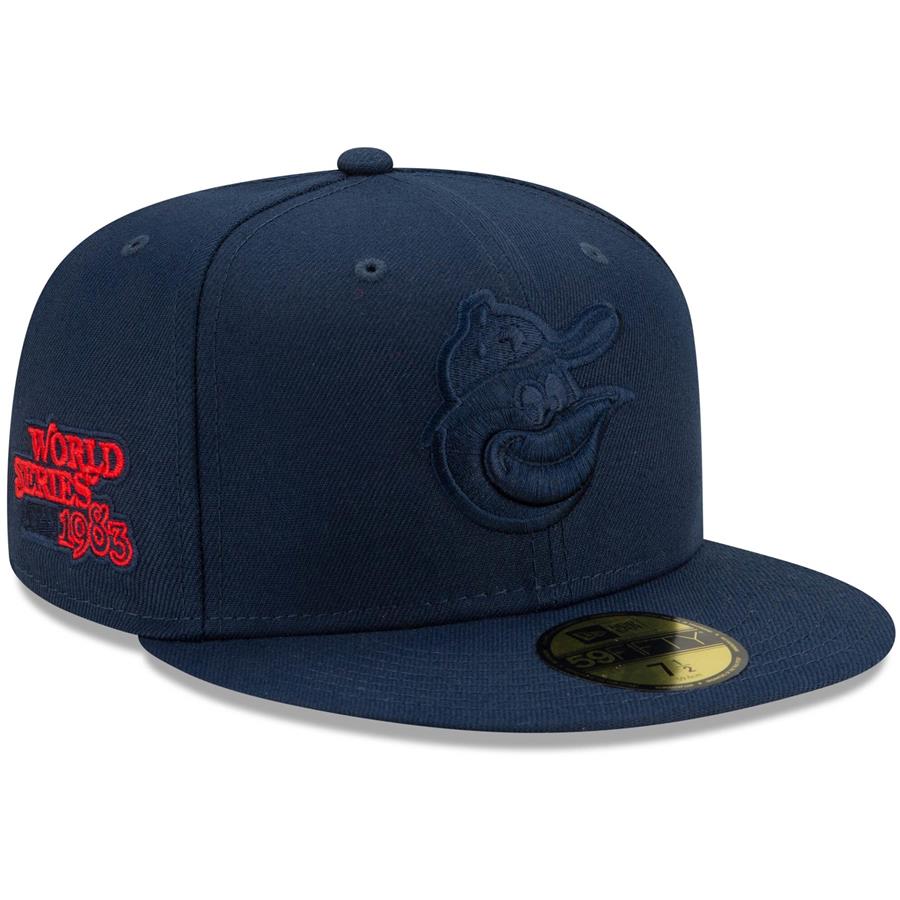 Baltimore Orioles New Era 1983 World Series Cooperstown Collection Oceanside Red Undervisor 59FIFTY Fitted Hat - Navy