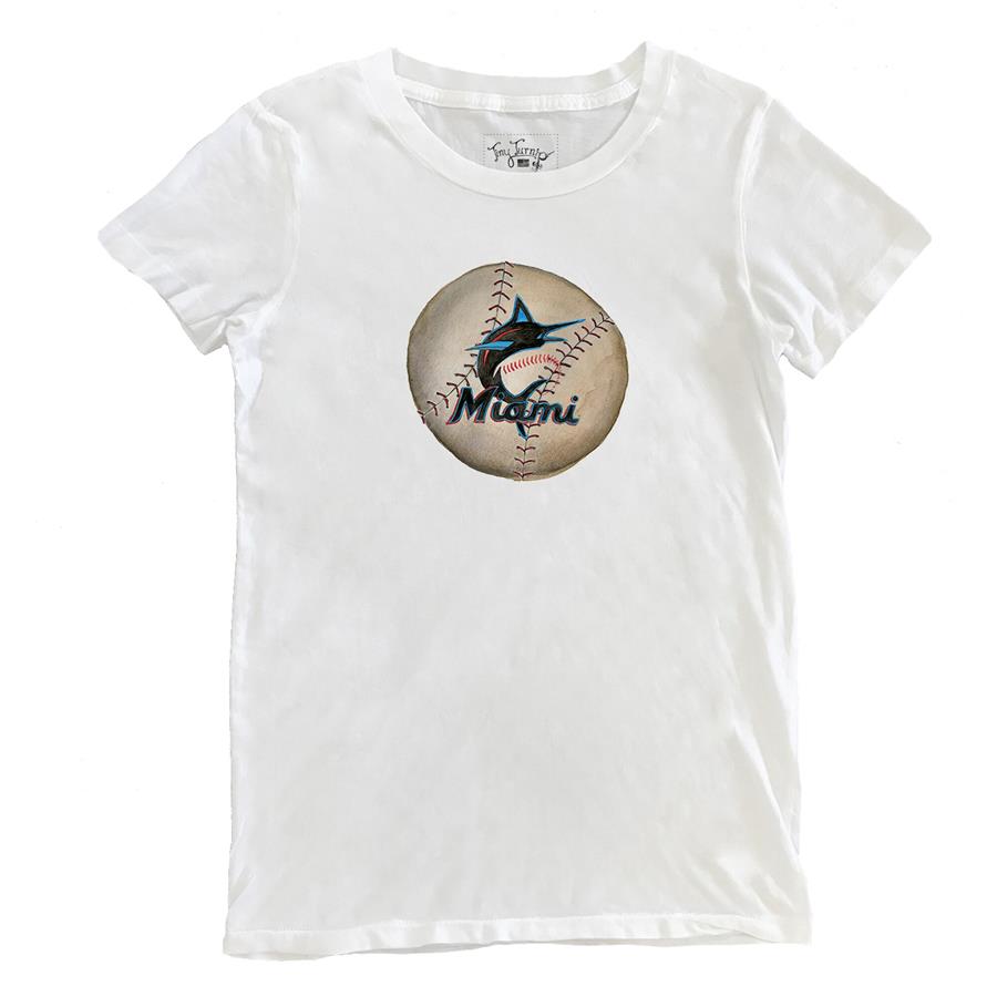 Miami Marlins Tiny Turnip Women's Stitched Baseball T-Shirt - White