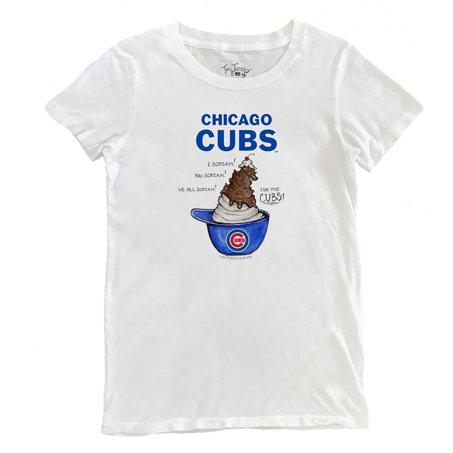 Chicago Cubs Tiny Turnip Women's Sundae Helmet T-Shirt - White