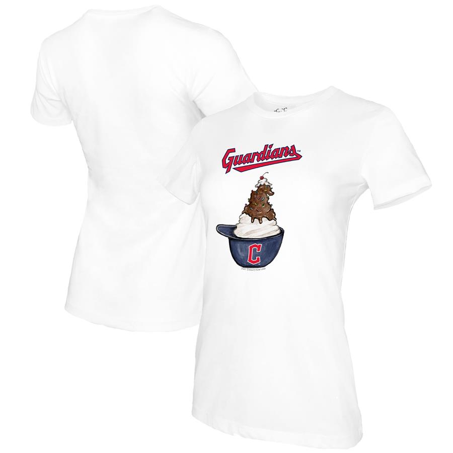 Cleveland Guardians Tiny Turnip Women's Sundae Helmet T-Shirt - White