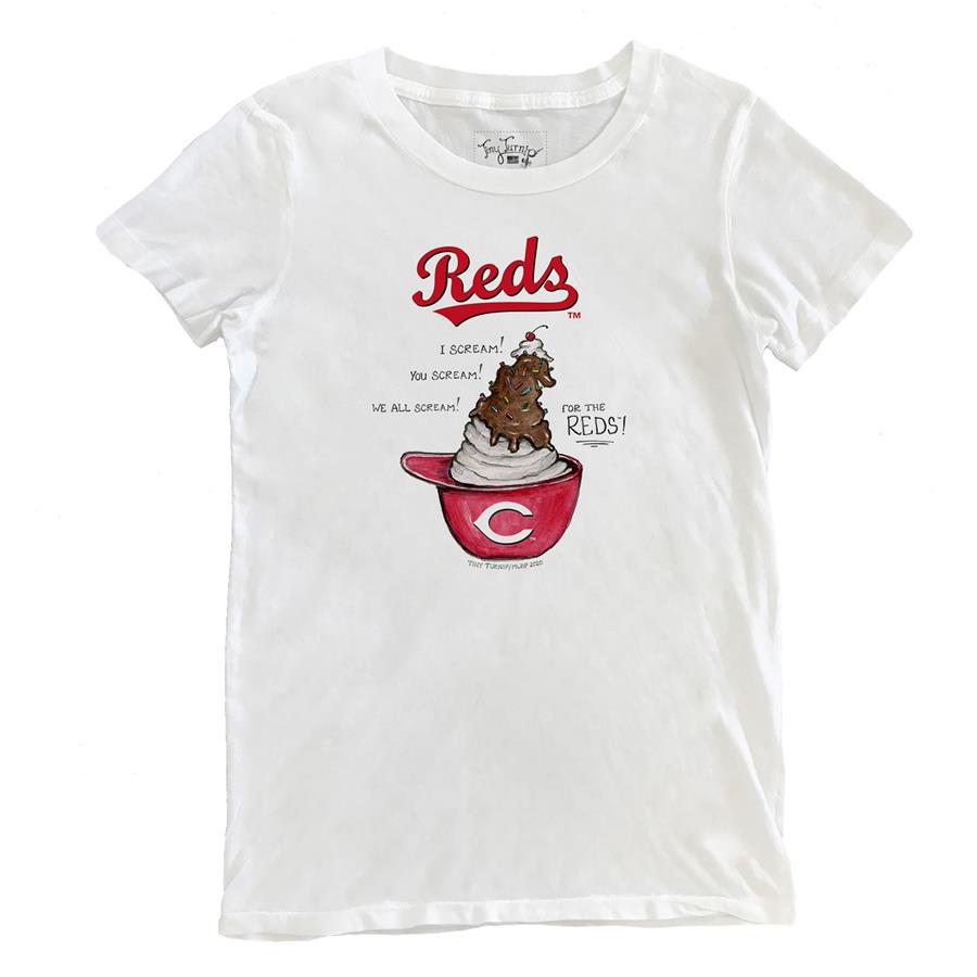 Cincinnati Reds Tiny Turnip Women's Sundae Helmet T-Shirt - White