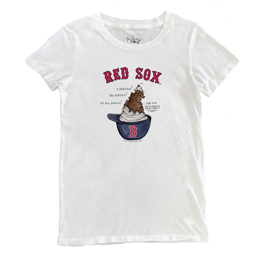 Boston Red Sox Tiny Turnip Women's Sundae Helmet T-Shirt - White