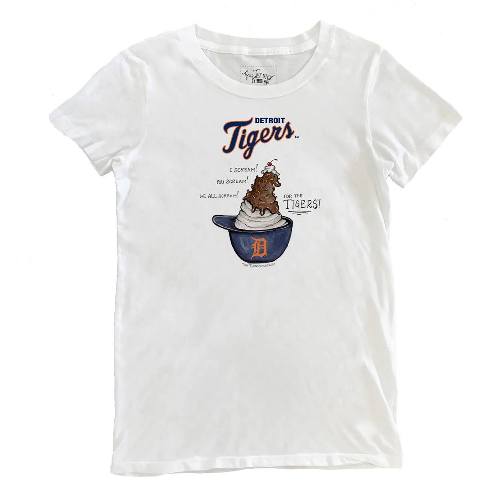 Detroit Tigers Tiny Turnip Women's Sundae Helmet T-Shirt - White
