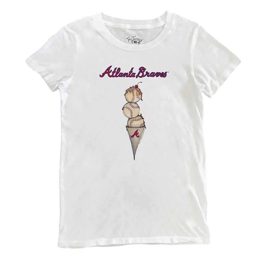 Atlanta Braves Tiny Turnip Women's Triple Scoop T-Shirt - White