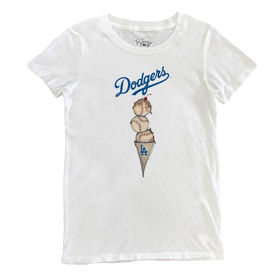 Los Angeles Dodgers Tiny Turnip Women's Triple Scoop T-Shirt - White