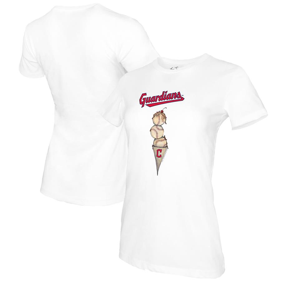 Cleveland Guardians Tiny Turnip Women's Triple Scoop T-Shirt - White