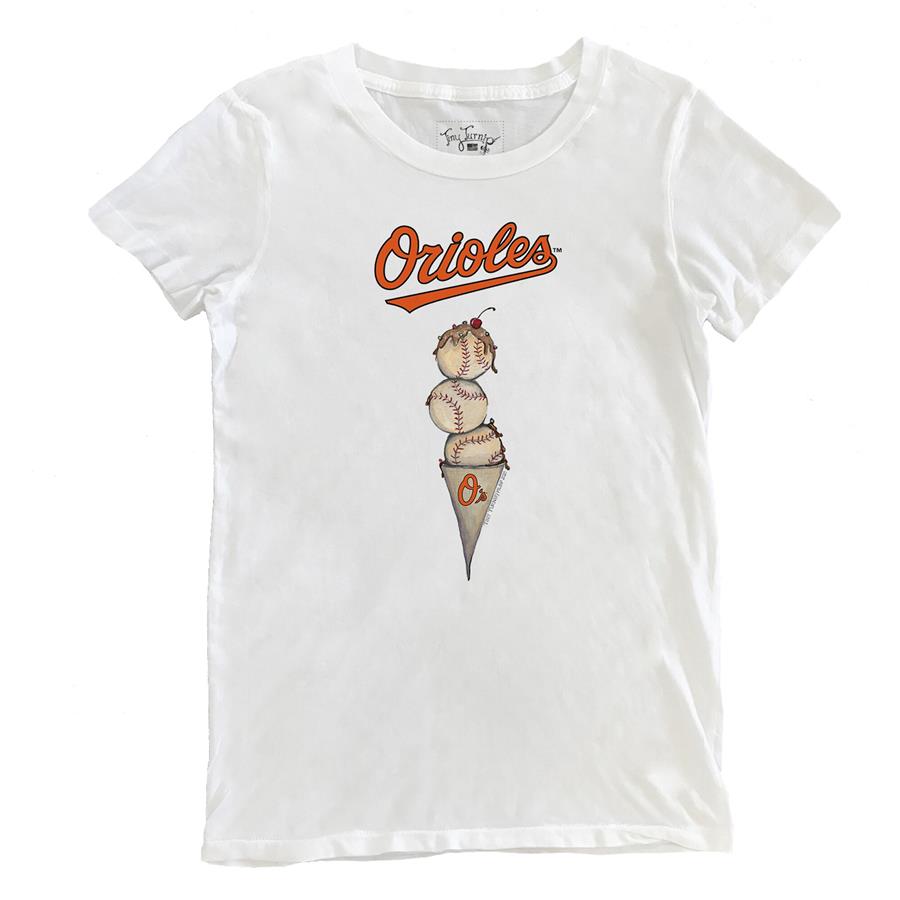 Baltimore Orioles Tiny Turnip Women's Triple Scoop T-Shirt - White