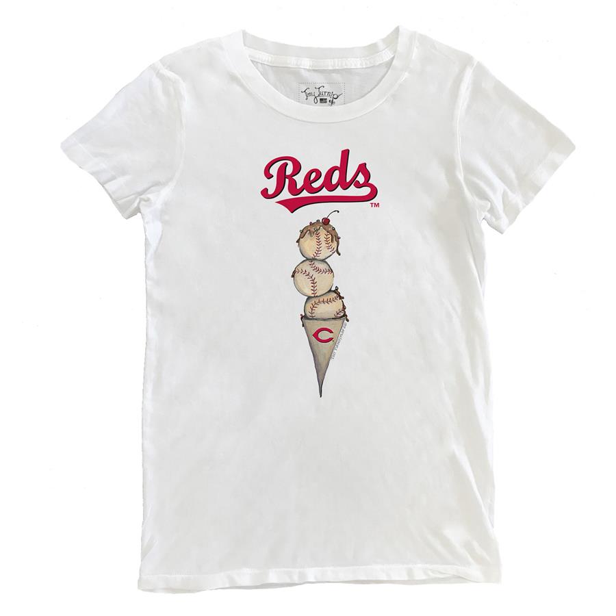 Cincinnati Reds Tiny Turnip Women's Triple Scoop T-Shirt - White