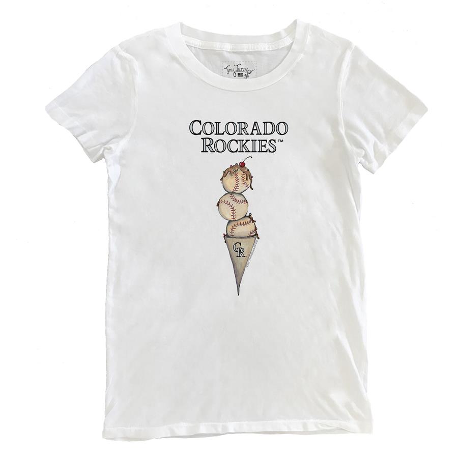 Colorado Rockies Tiny Turnip Women's Triple Scoop T-Shirt - White