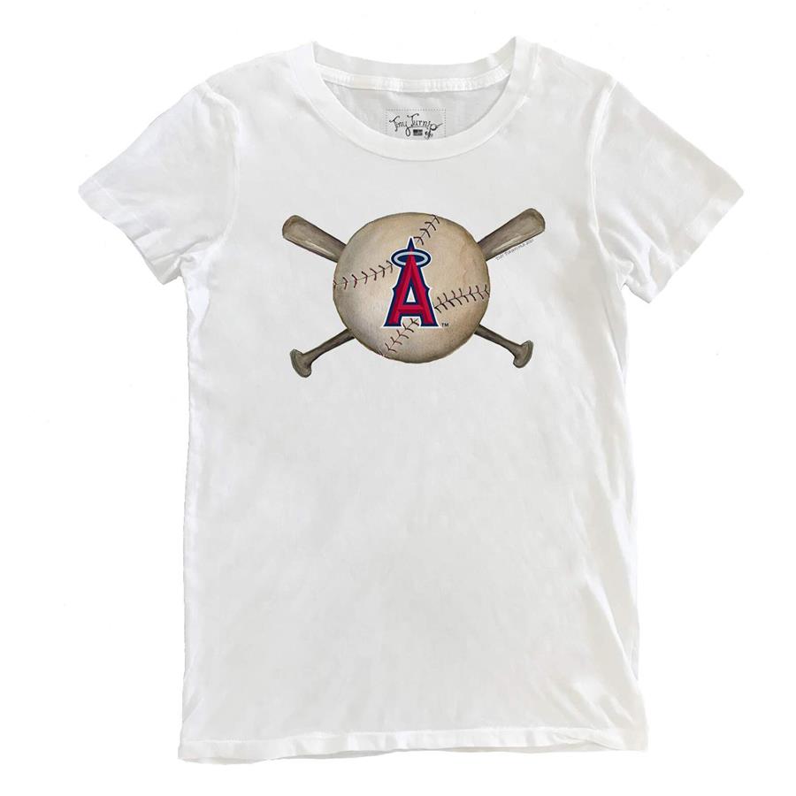 Los Angeles Angels Tiny Turnip Women's Baseball Crossbats T-Shirt - White