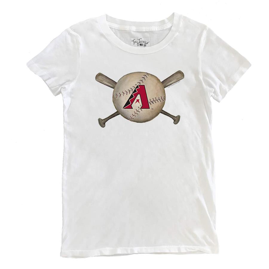 Arizona Diamondbacks Tiny Turnip Women's Baseball Crossbats T-Shirt - White