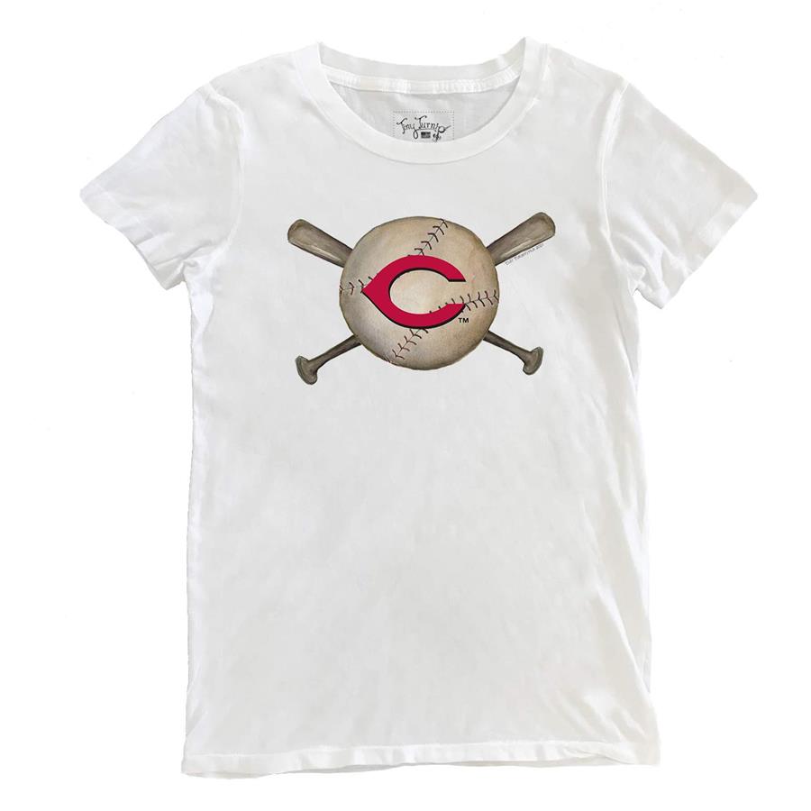 Cincinnati Reds Tiny Turnip Women's Baseball Crossbats T-Shirt - White