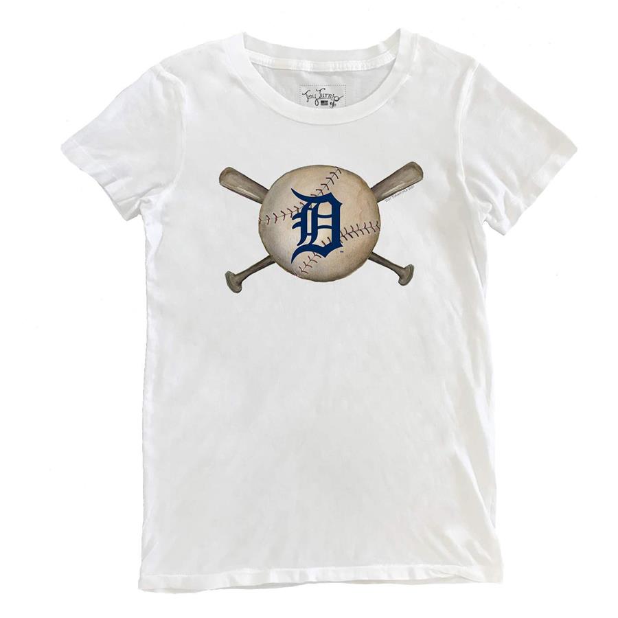 Detroit Tigers Tiny Turnip Women's Baseball Crossbats T-Shirt - White
