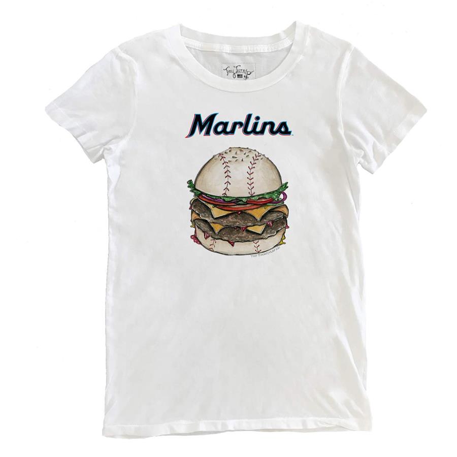 Miami Marlins Tiny Turnip Women's Burger T-Shirt - White