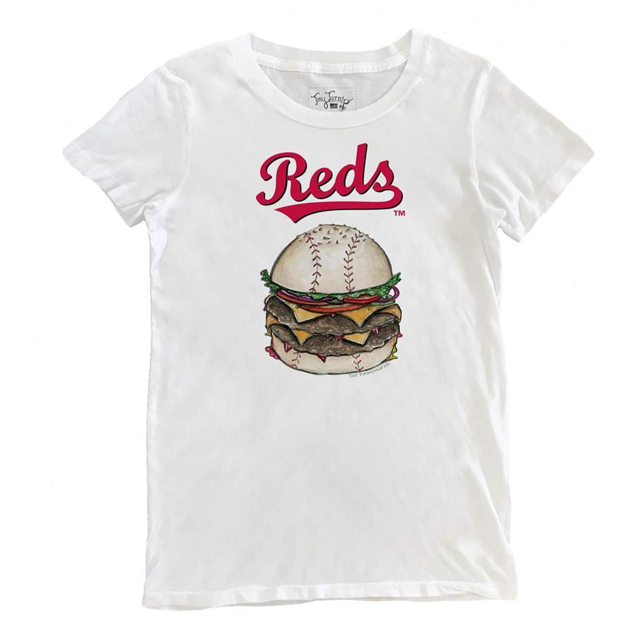 Cincinnati Reds Tiny Turnip Women's Burger T-Shirt - White