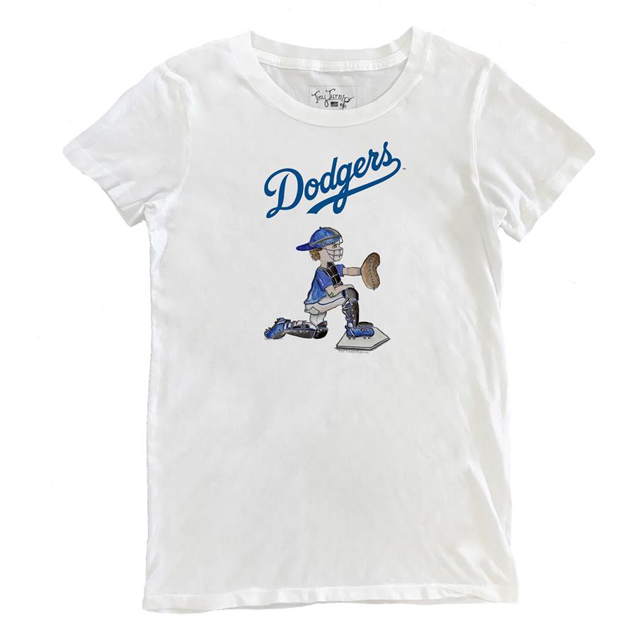 Los Angeles Dodgers Tiny Turnip Women's Caleb the Catcher T-Shirt - White