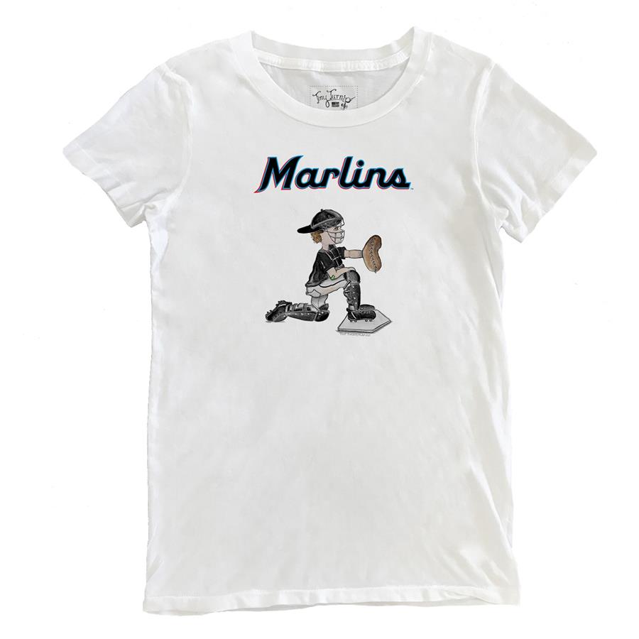 Miami Marlins Tiny Turnip Women's Caleb the Catcher T-Shirt - White