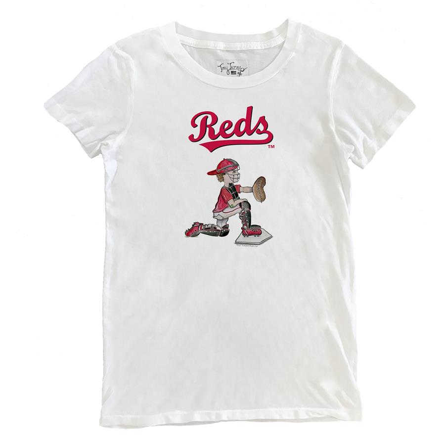 Cincinnati Reds Tiny Turnip Women's Caleb the Catcher T-Shirt - White