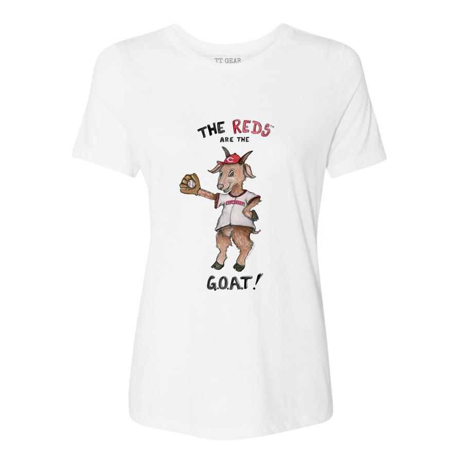 Cincinnati Reds Tiny Turnip Women's GOAT T-Shirt - White