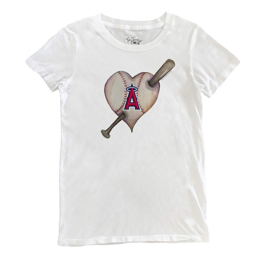 Los Angeles Angels Tiny Turnip Women's Heart Bat T-Shirt - White