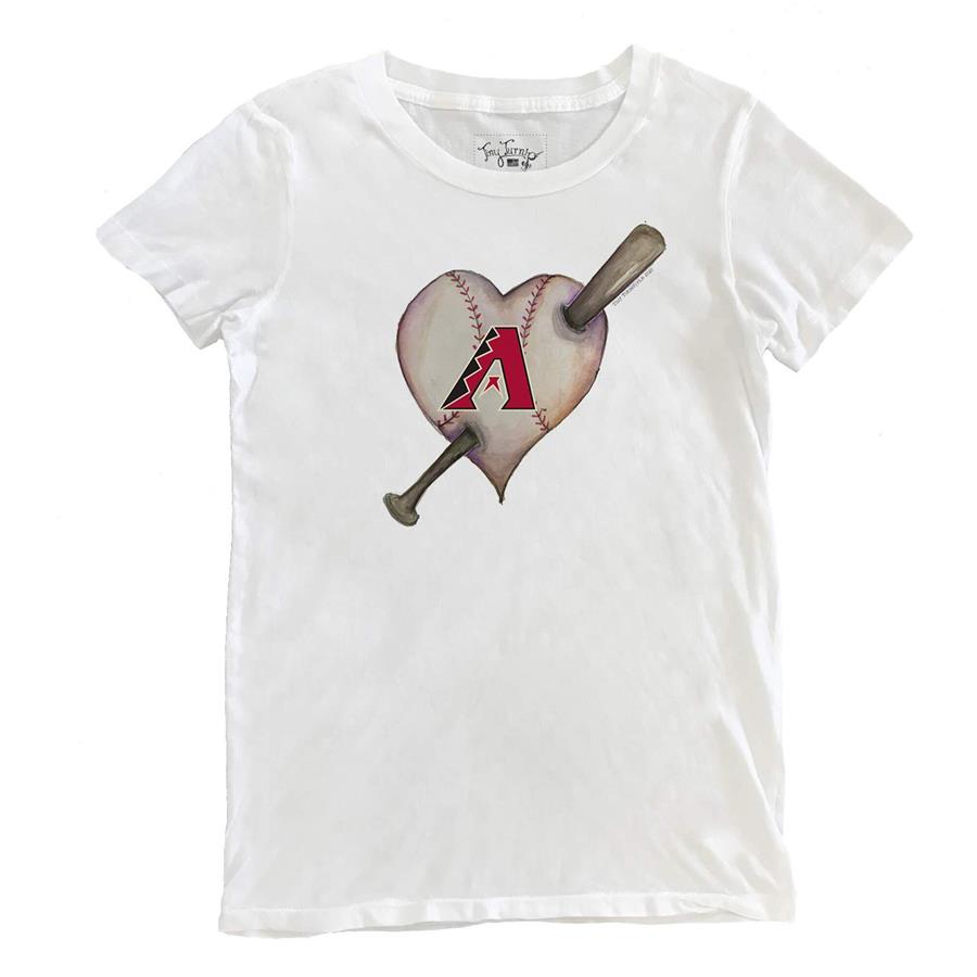 Arizona Diamondbacks Tiny Turnip Women's Heart Bat T-Shirt - White