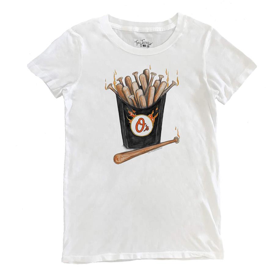 Baltimore Orioles Tiny Turnip Women's Hot Bats T-Shirt - White