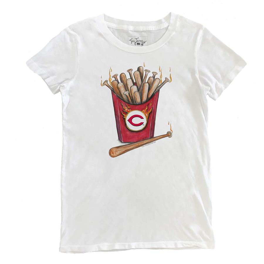 Cincinnati Reds Tiny Turnip Women's Hot Bats T-Shirt - White