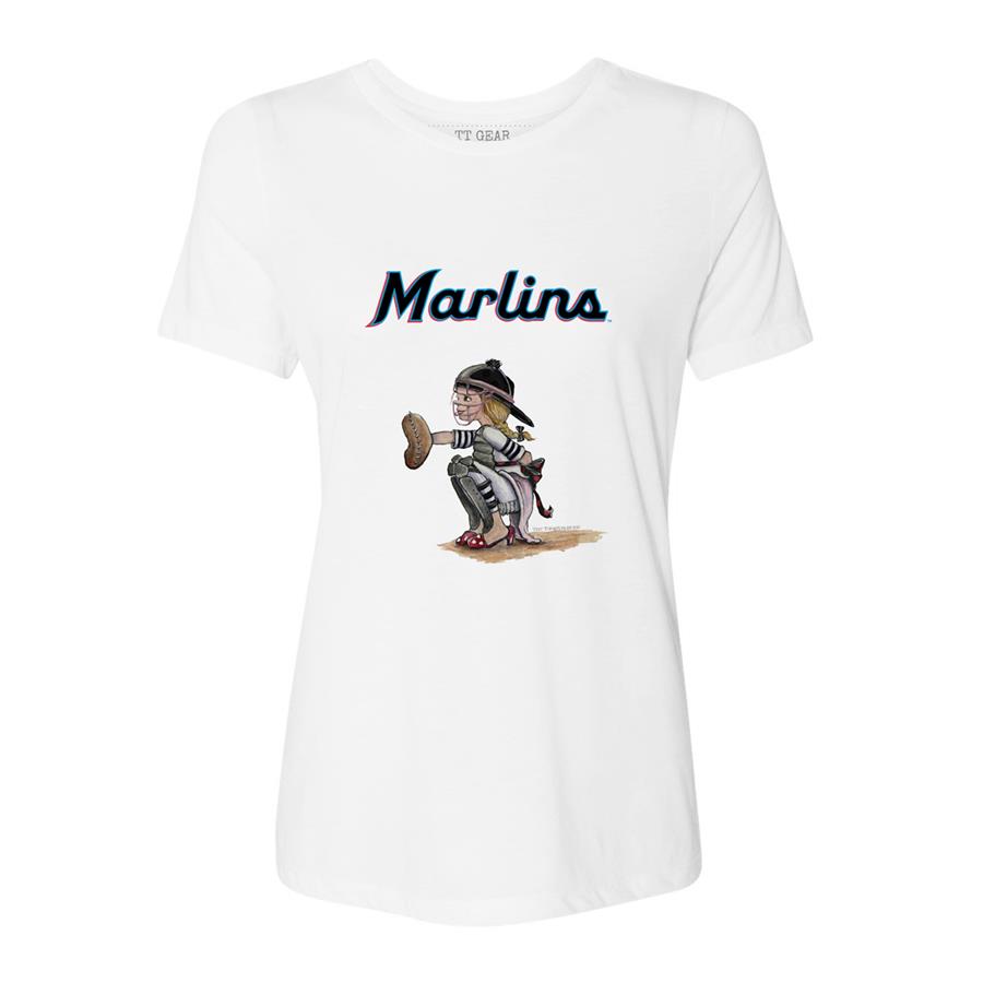 Miami Marlins Tiny Turnip Women's Kate the Catcher T-Shirt - White
