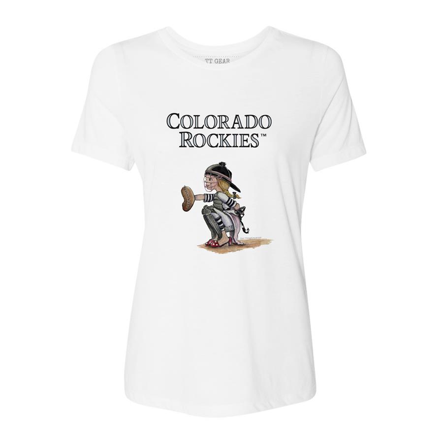 Colorado Rockies Tiny Turnip Women's Kate the Catcher T-Shirt - White