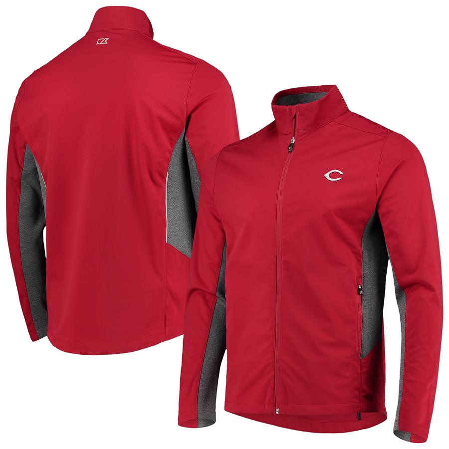 Cincinnati Reds Cutter & Buck Navigate WeatherTec Full-Zip Jacket - Red