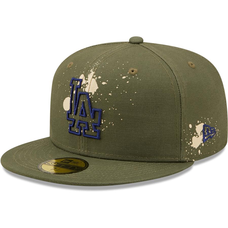 Los Angeles Dodgers New Era Splatter 59FIFTY Fitted Hat - Olive
