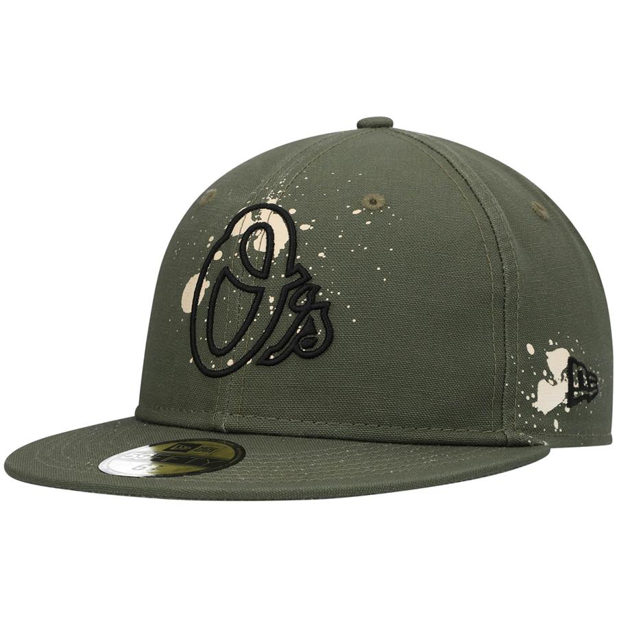 Baltimore Orioles New Era Splatter 59FIFTY Fitted Hat - Olive