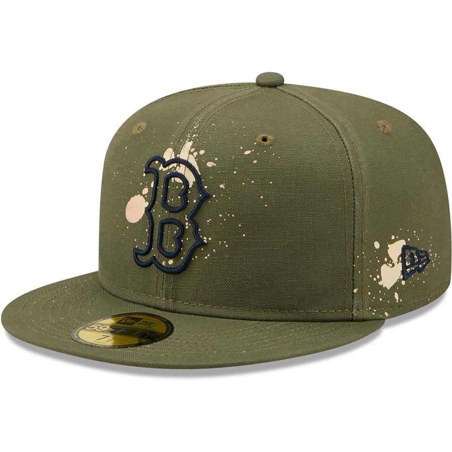 Boston Red Sox New Era Splatter 59FIFTY Fitted Hat - Olive