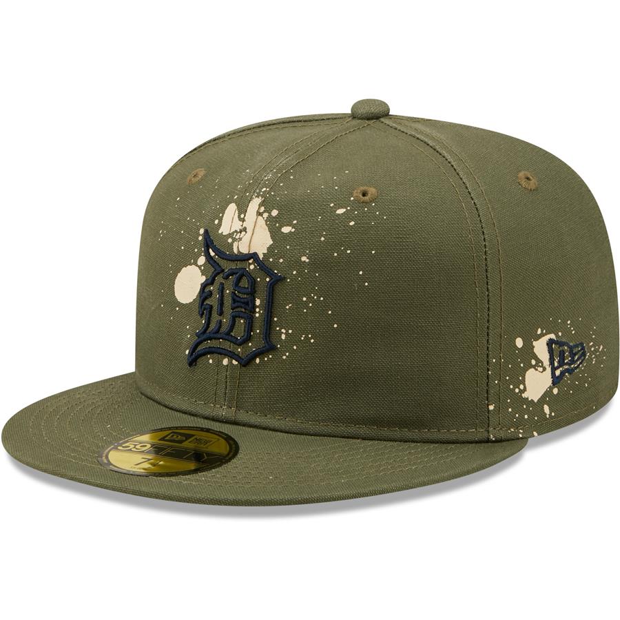 Detroit Tigers New Era Splatter 59FIFTY Fitted Hat - Olive
