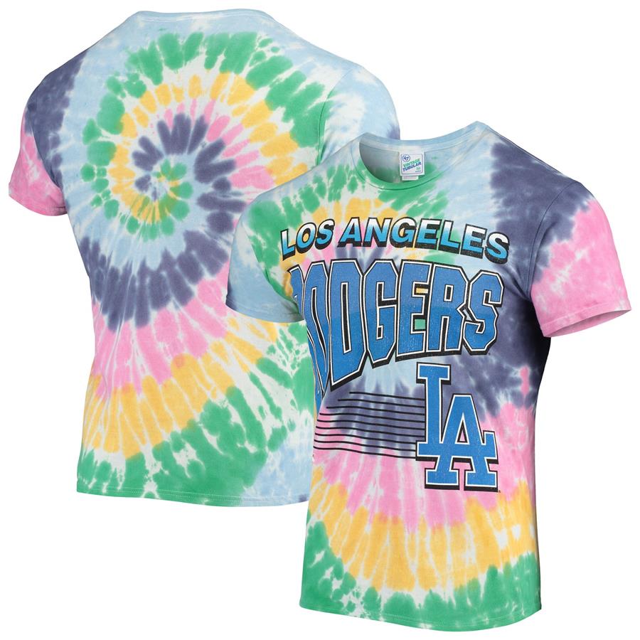 Los Angeles Dodgers '47 Vortex Vintage Tubular Tie-Dye T-Shirt - White